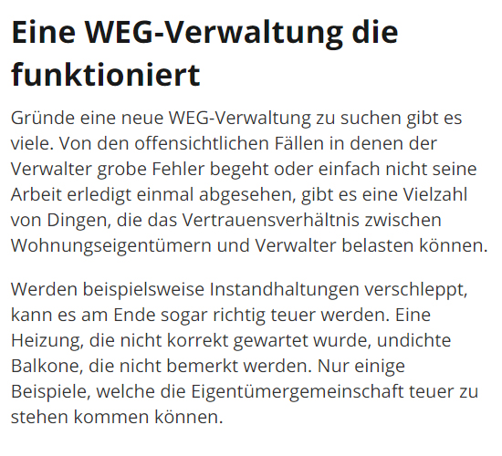 Hausverwaltung, WEG Verwaltung 